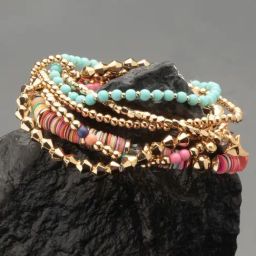 Zaveri Pearls Multicolor Beaded Contemporary Multistrand Stretch Bracelet-ZPFK17720-image-50