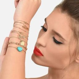 Zaveri Pearls Gold Tone Set of 9 Contemporary Stackable Bracelets-ZPFK17725-7