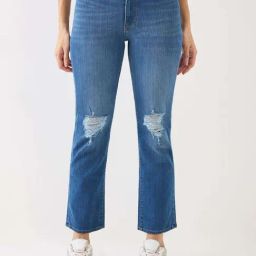 Spykar Blue Cotton Wide Leg Fit Distressed Jeans-image-32
