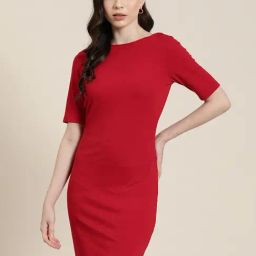 Qurvii Red Bodycon Dress-image-72