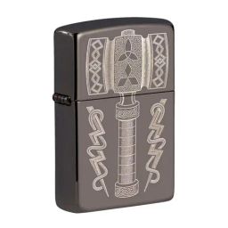 Zippo Grey Thors Hammer Design Brass Pocket Lighter-image-59