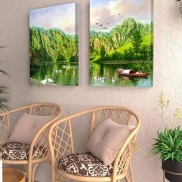 Art Street Printed Green Cotton Canvas Wall Art - Set of 2-27