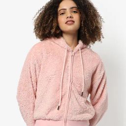 Campus Sutra Pink Regular Fit Hoodie-image-55
