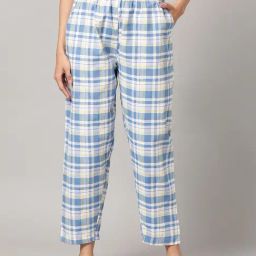 Kryptic Blue & White Cotton Checks Pyjamas-image-83
