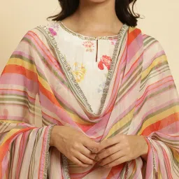 W Multicolored Striped Dupatta image 4