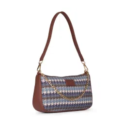 ZOUK Baguette Bombay Houndstooth Printed Shoulder Handbag image 3