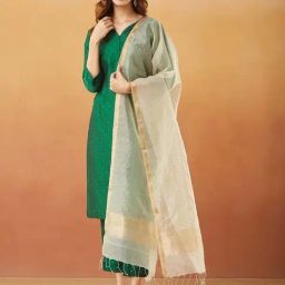 Fabindia White Striped Dupatta-image-55