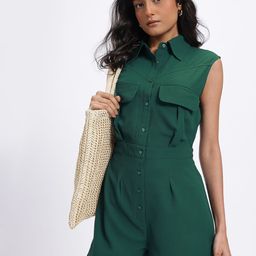 glitchez Textured Shirt Style Playsuit-17