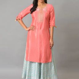 Aurelia Peach Regular Fit Solid Kurta-image-87