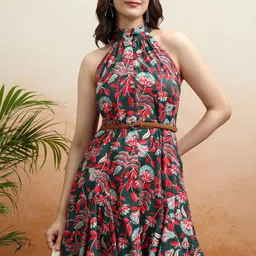 Tokyo Talkies Floral Printed Fit & Flare Mini Dress-image-27