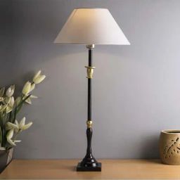 Homesake Classic Imperial Black Metal Candlestick Table Lamp with White Shade - Set of 1-image-25