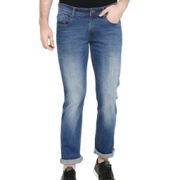 Basics Dark Blue Low Rise Heavily Washed Jeans-image-20