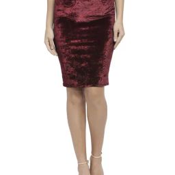 N-Gal Maroon Above Knees Skirt-image-59