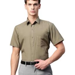 English Navy Olive Short Sleeves Shirt-image-20