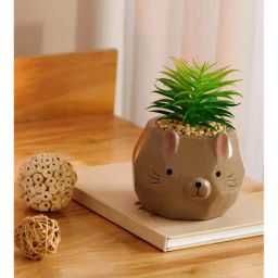Chumbak Beige Ceramic Planter - Set of 1-image-30