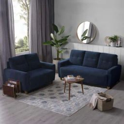 Sleepyhead Yolo Berry Blue Fabric 3+2 Seater Sofa Set-image-3