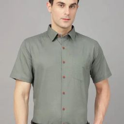 Hancock Olive Slim Fit Solid Shirt-image-89