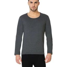 Van Heusen Skinny Fit Warmtech Full Sleeve Solid Thermal Top - Charcoal-image-34