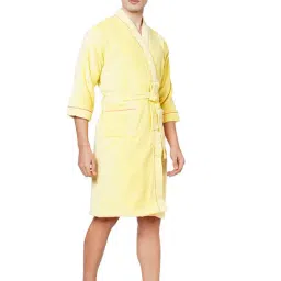Spaces Yellow Cotton Quick Dry High Loft Ultra Soft Bath Robe - Extra Large-image-25