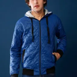 Campus Sutra Blue Quilted Full Sleeves Windcheater Jacket-picture-16