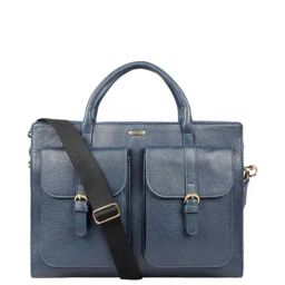Hidesign Palo Alto Burbank-Andora Blue Leather Large Messenger Bag-image-6