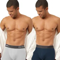 Freecultr Cloud White & Prussian Blue Comfort Fit Trunks - Pack of 2-picture-40