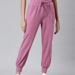 SHOWOFF Lavender Cotton Blend Regular Fit Mid Rise Joggers-image-38