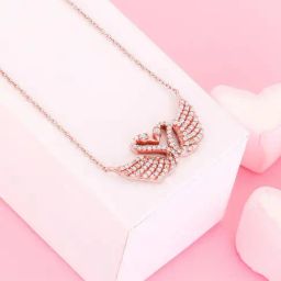 GIVA Love is Everywhere 92.5 Sterling Silver Swan Love Rose Gold Necklace-image-40