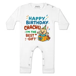 arvesa Happy Birthday Chachu Printed Baby Rompers-picture-47