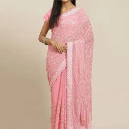 READIPRINT FASHIONS Pink Embellished Saree With Unstitched Blouse-picture-15