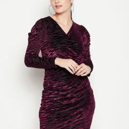 MADAME Purple Self Design Wrap Dress-image-96