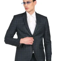 Arrow Navy Regular Fit Checks Blazer-image-23