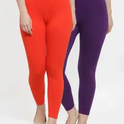 Gracit Orange & Purple Mid Rise Leggings - Pack Of 2-picture-27