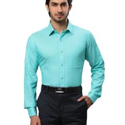 Raymond Blue Cotton Slim Fit Shirts-image-21