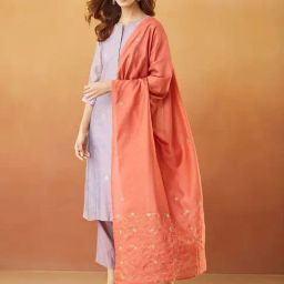 Fabindia Peach Embroidered Dupatta-image-81