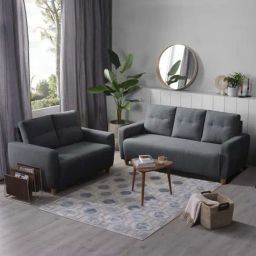 Sleepyhead Yolo Sesame Grey Fabric 3+2 Seater Sofa Set-image-3