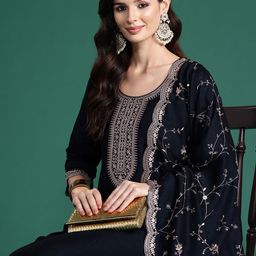 Indo Era Ethnic Motifs Embroidered Regular Sequinned Kurta with Trousers & Dupatta-picture-9