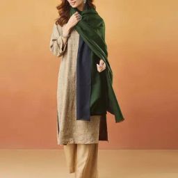 Fabindia Blue & Green Woven Pattern Shawl-image-1