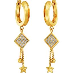 Joyalukkas 22k Yellow Gold Sleek Square Dangle Hoop Earrings for Women-image-12