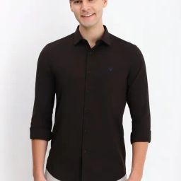 Allen Solly Brown Slim Fit Shirt-image-15