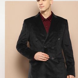 INVICTUS Slim Fit Velvet Double-Breasted Blazers-29