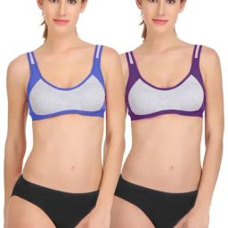 AROUSY Blue & Purple Cotton Bra Panty Set - Pack Of 2-image-47