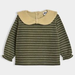 Mi Arcus Girls Green Striped T-Shirt-image-9
