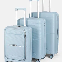 WROGN Set of 3 Textured 360 Degree Rotation Hard-Sided Trolley Bags-image-8