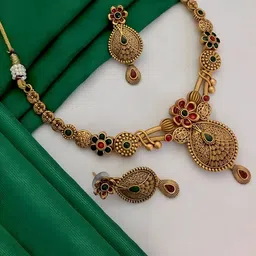 Rujve Jewellery Women Gold-Plated Stones Studded Jewellery Set-picture-14