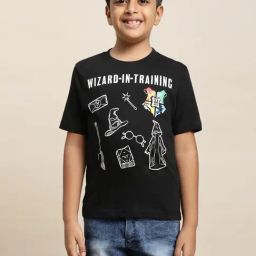 Kidsville Black Printed T-Shirt-image-56