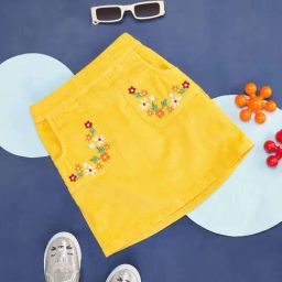 Pantaloons Junior Mustard Embroidered Skirt-image-79