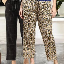 Kryptic Yellow & Black Cotton Relaxed Fit Printed Lounge Pants - Pack of 2-image-32