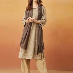 Beige Wool Blend Stole-image-48