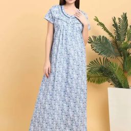 Sweet Dreams Grey Cotton Printed Night Dress-image-100